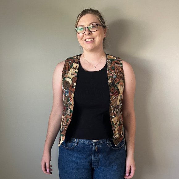 Vintage teddy bear vest jaquard waistcoat - Picture 10 of 14